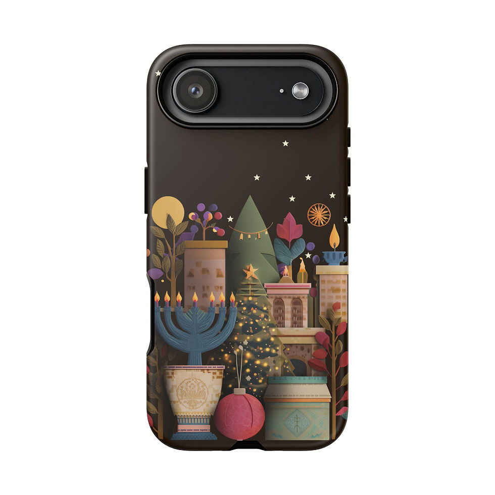 Thumbnail: Holiday Decor Phone Case — Festive Menorah & Christmas Tree Design