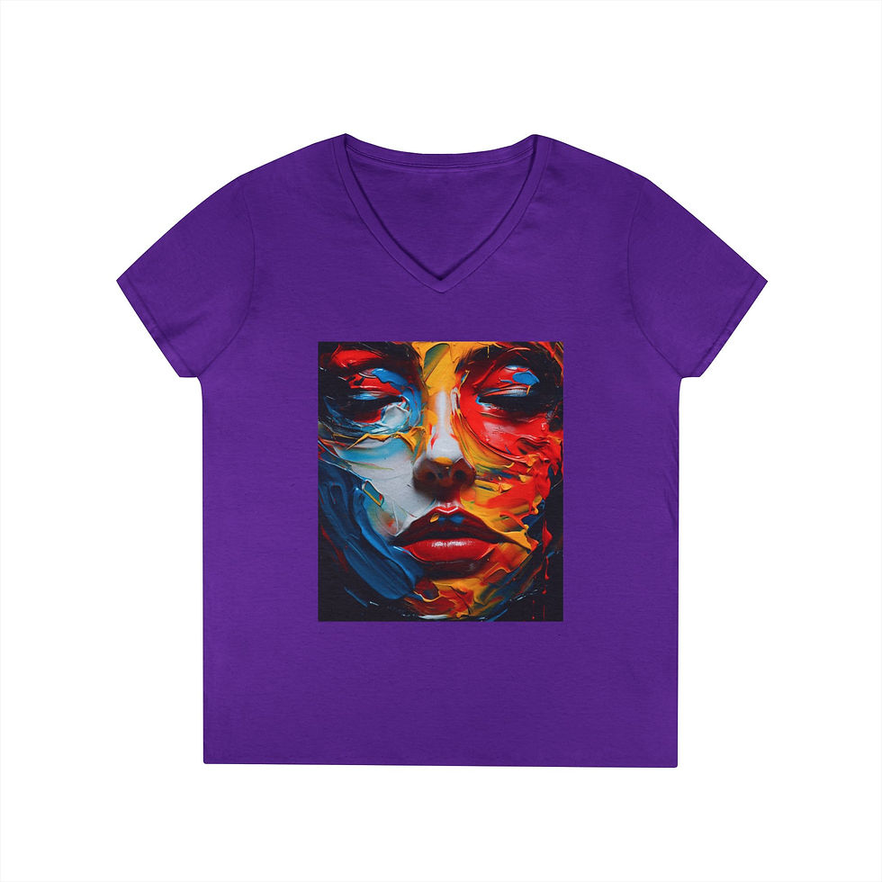 Thumbnail: Abstract Face V-Neck T-Shirt  