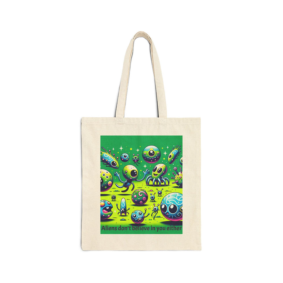 Happy Aliens Cotton Two Sides Tote Bag