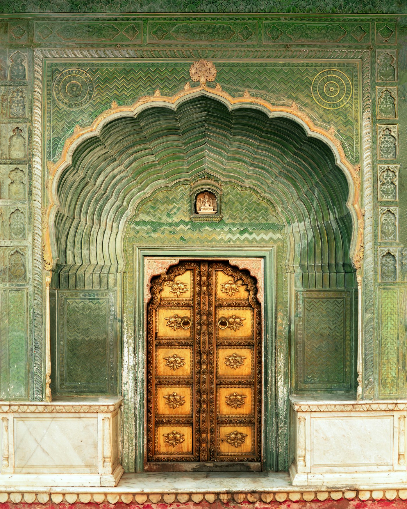 Carved wooden palace door in Rajasthan