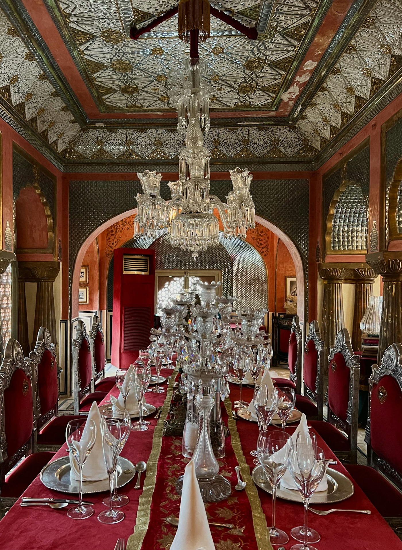 Palace dining room with chandelier