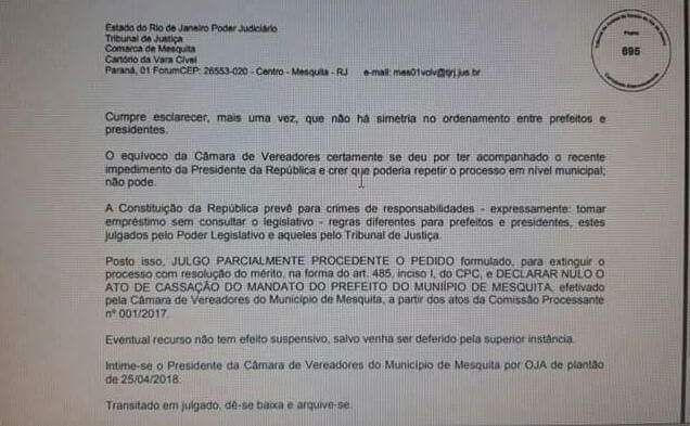 MESQUITA VOLTA A TER JORGE MIRANDA COMO PREFEITO DA CIDADE!