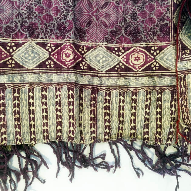 Miniature : Ensemble Sarong+Foulard Batik Javanais Fait Main, 100% Coton.