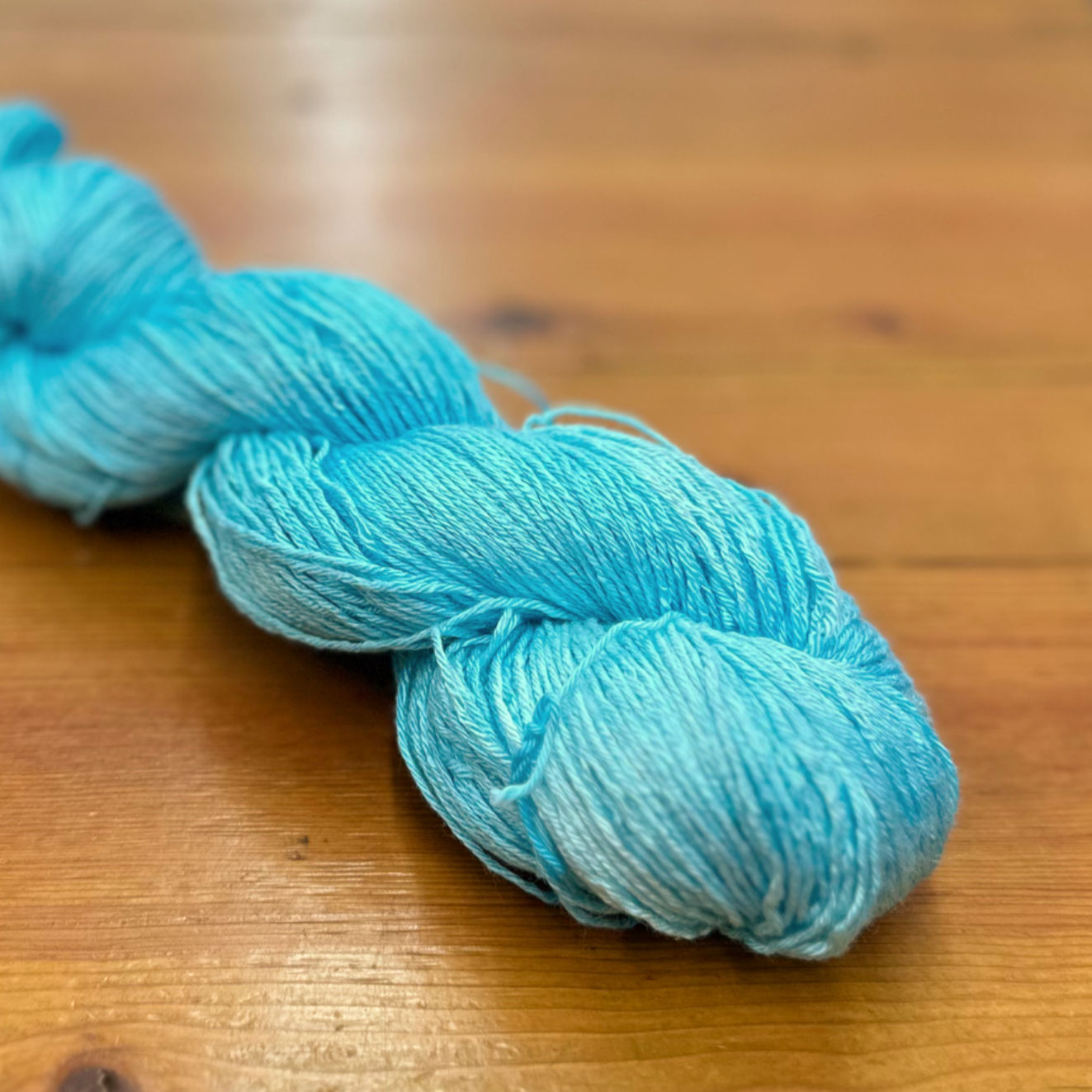 “Glacier Lake" Theodoras Pearls fingering bamboo yarn, local CO dyer, US made