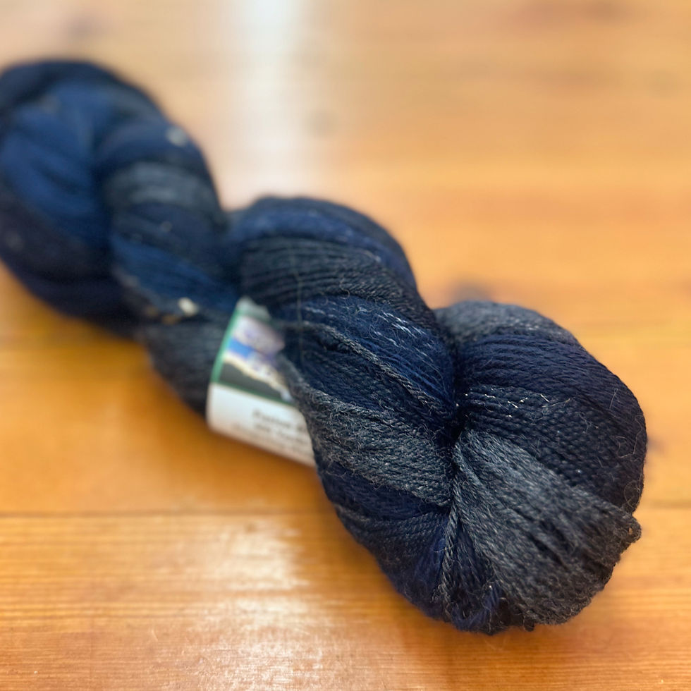 Cat Mountain “Cobalt” fingering weight, 8 textured natural fiber yarns
