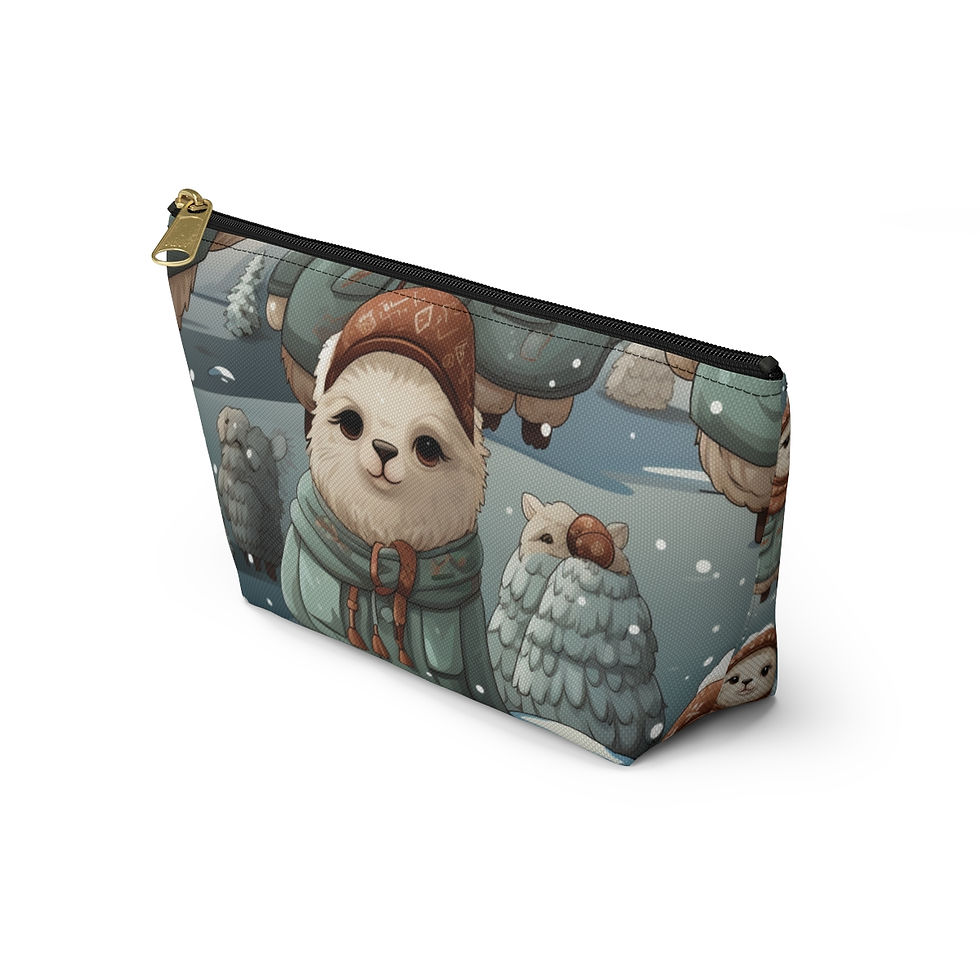 Thumbnail: Snowy Alpaca Family  -Pouch w T-bottom