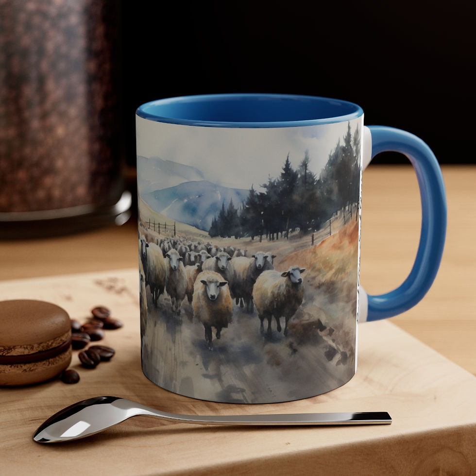 Thumbnail: RTSY Watercolor Sheep WHITE Mug, 11oz