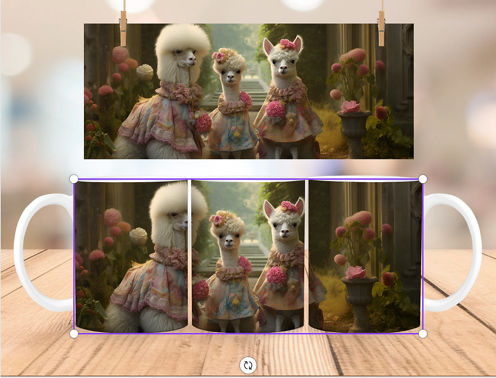 Thumbnail: Alpaca with fluffy pink flowers 3