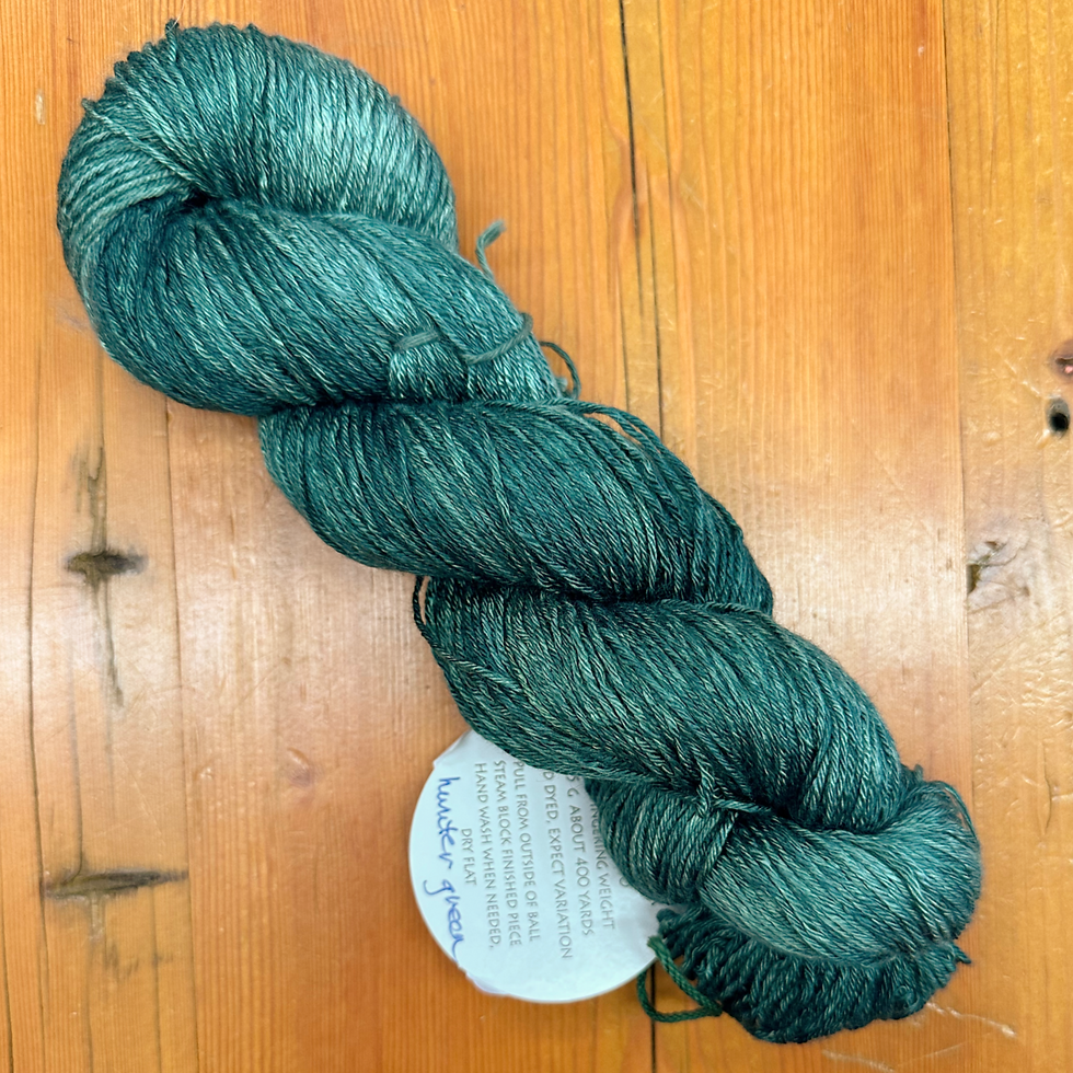 “Hunter Green” Theodoras Pearls fingering bamboo yarn, CO dyer