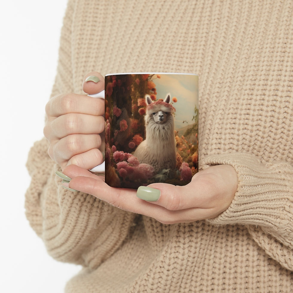 Thumbnail: Alpaca with fluffy pink flowers