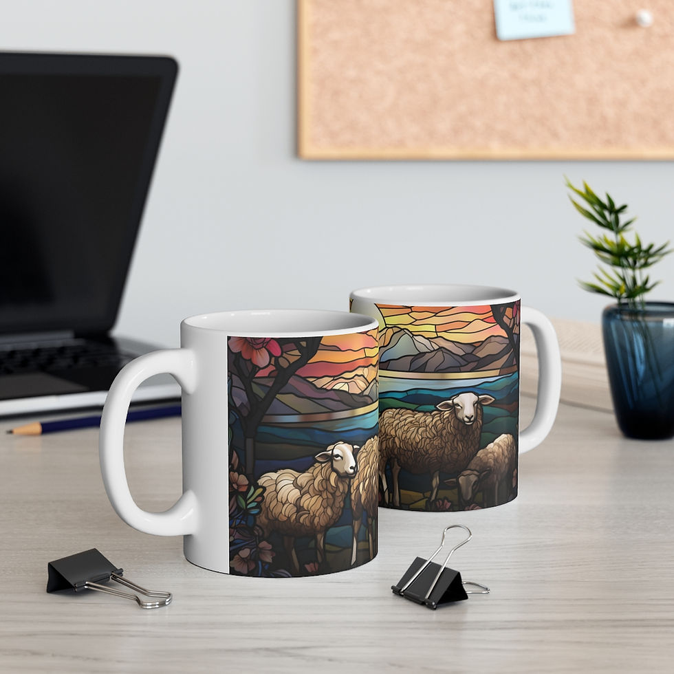 Thumbnail: Sheep Family in Stained Glass 2