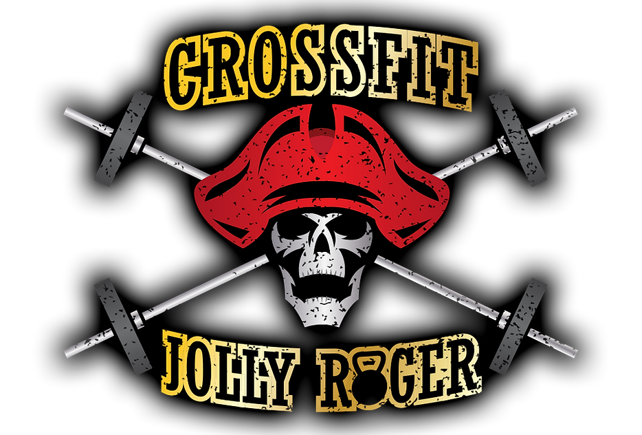 Crossfit Jolly Roger logo skull with barbell crossbones