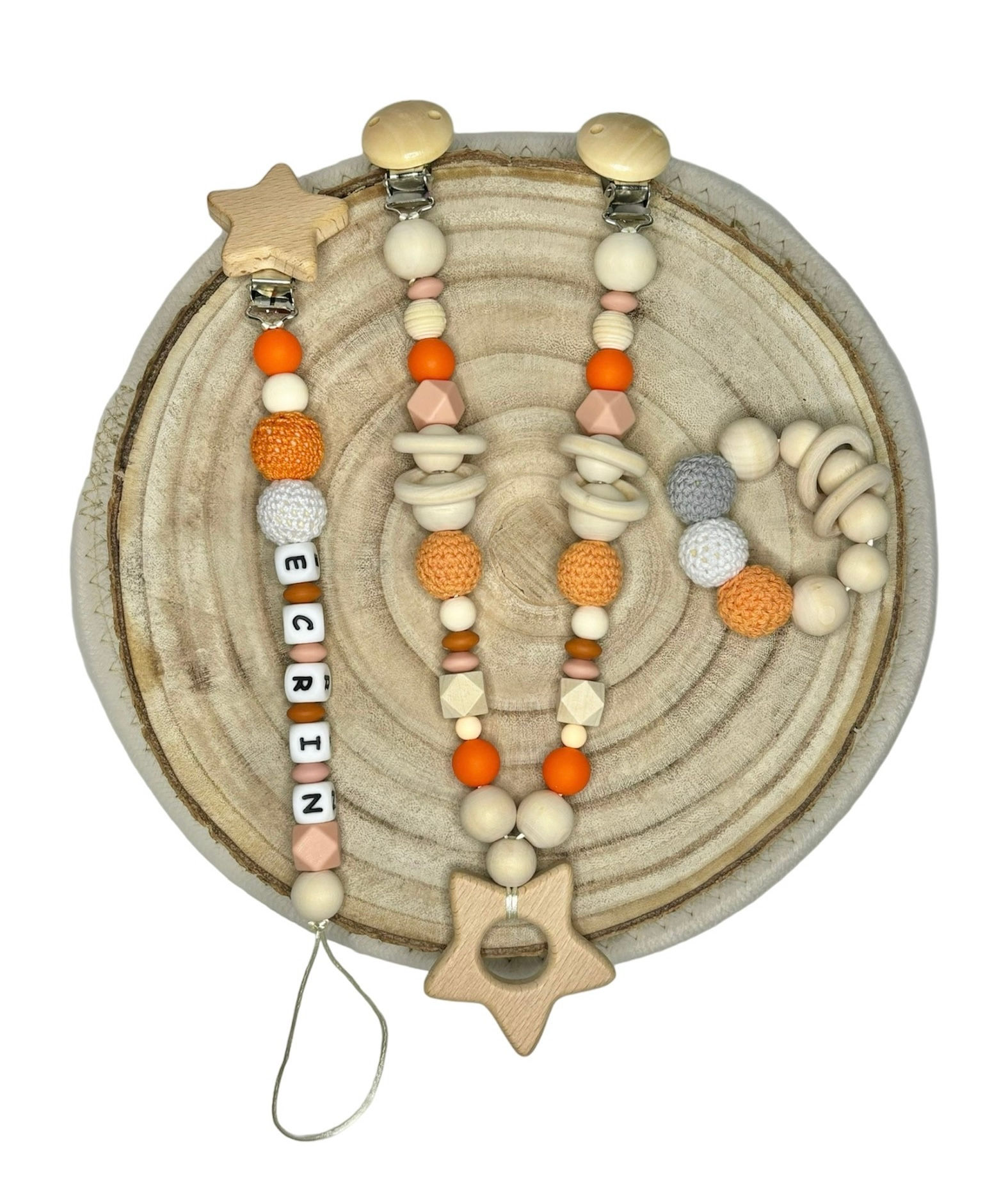 personalized set of 3 orange