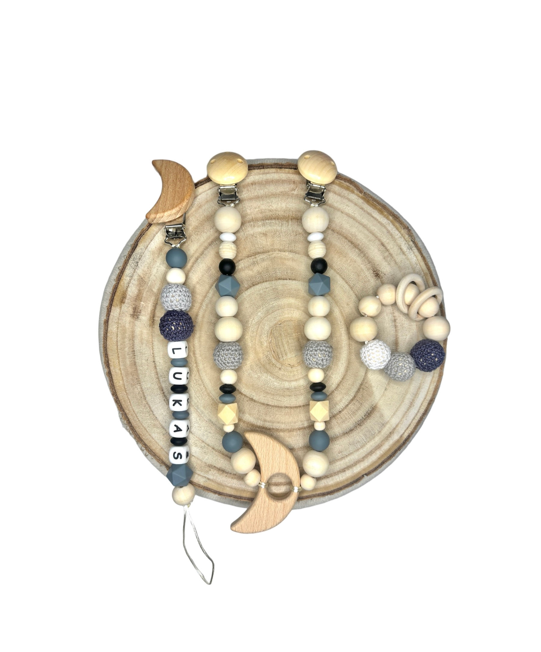 personalized set of 3 grey