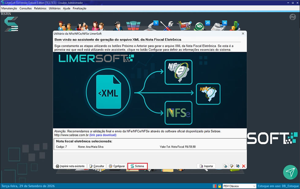Inice o sistema LimerSoft
