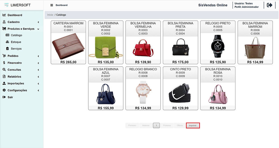 Produtos com imagens no catálogo