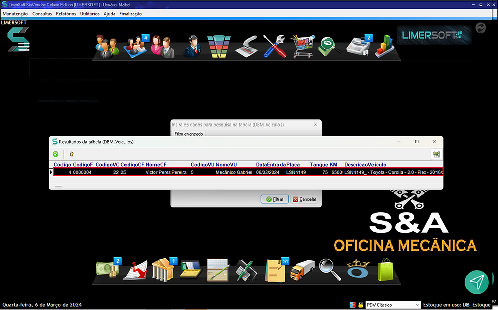 Seleção do veículo