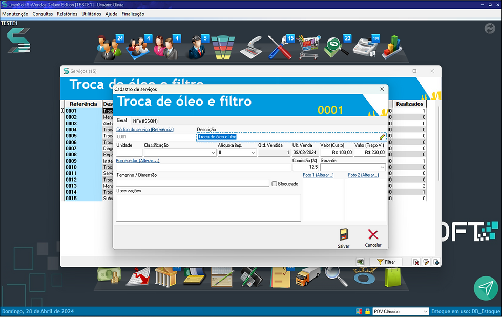 Cadastro de serviços