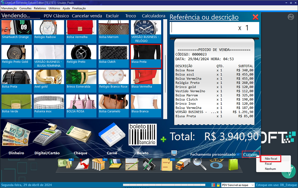 Habilitar a impressão automática do recibo