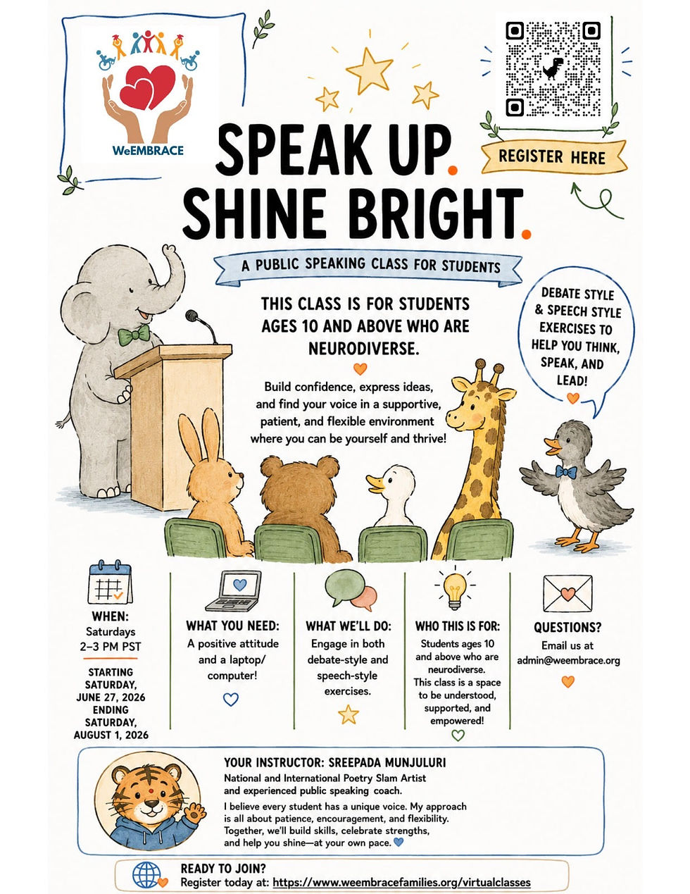 PUBLIC SPEAKING -VIRTUAL CLASS BY SREEPADA ON SATURDAYS