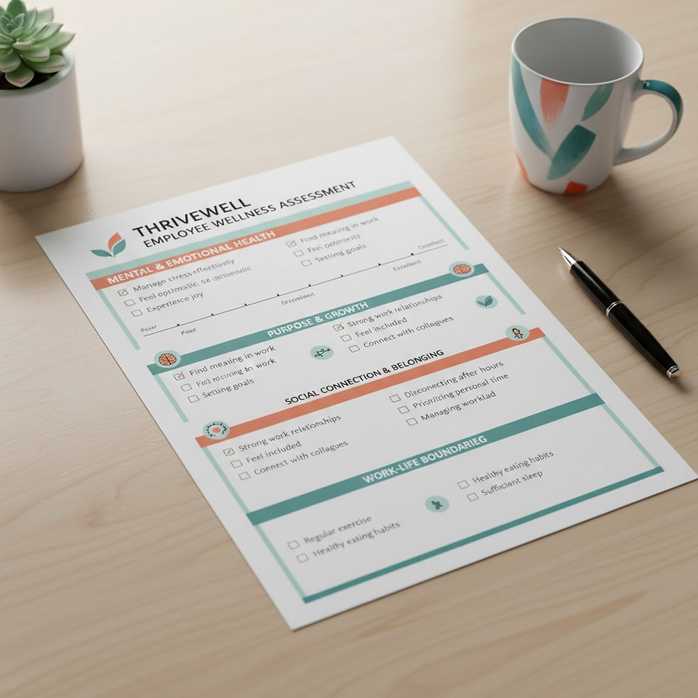 Employee wellness assessment template with 5-pillar framework for HR teams