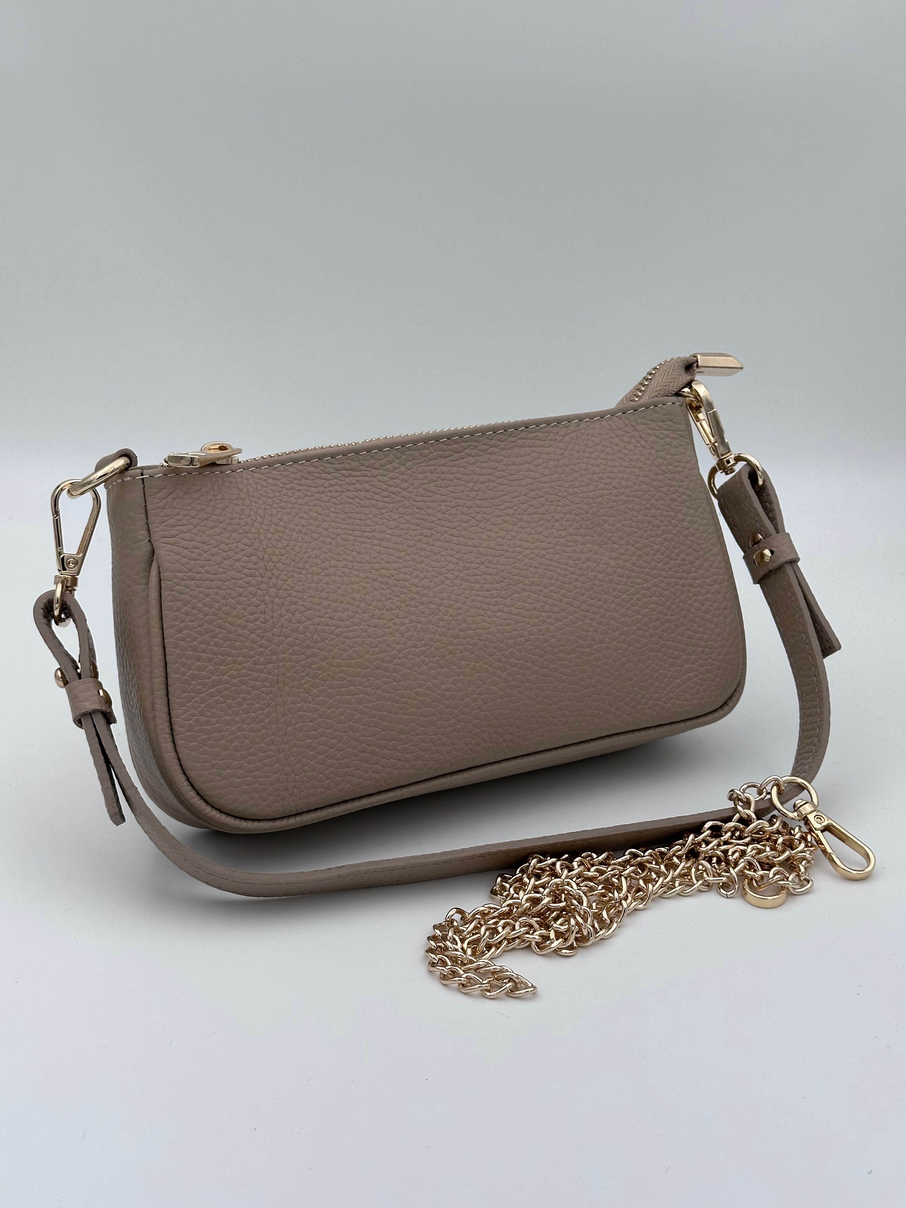 Tas Des leer - Taupe