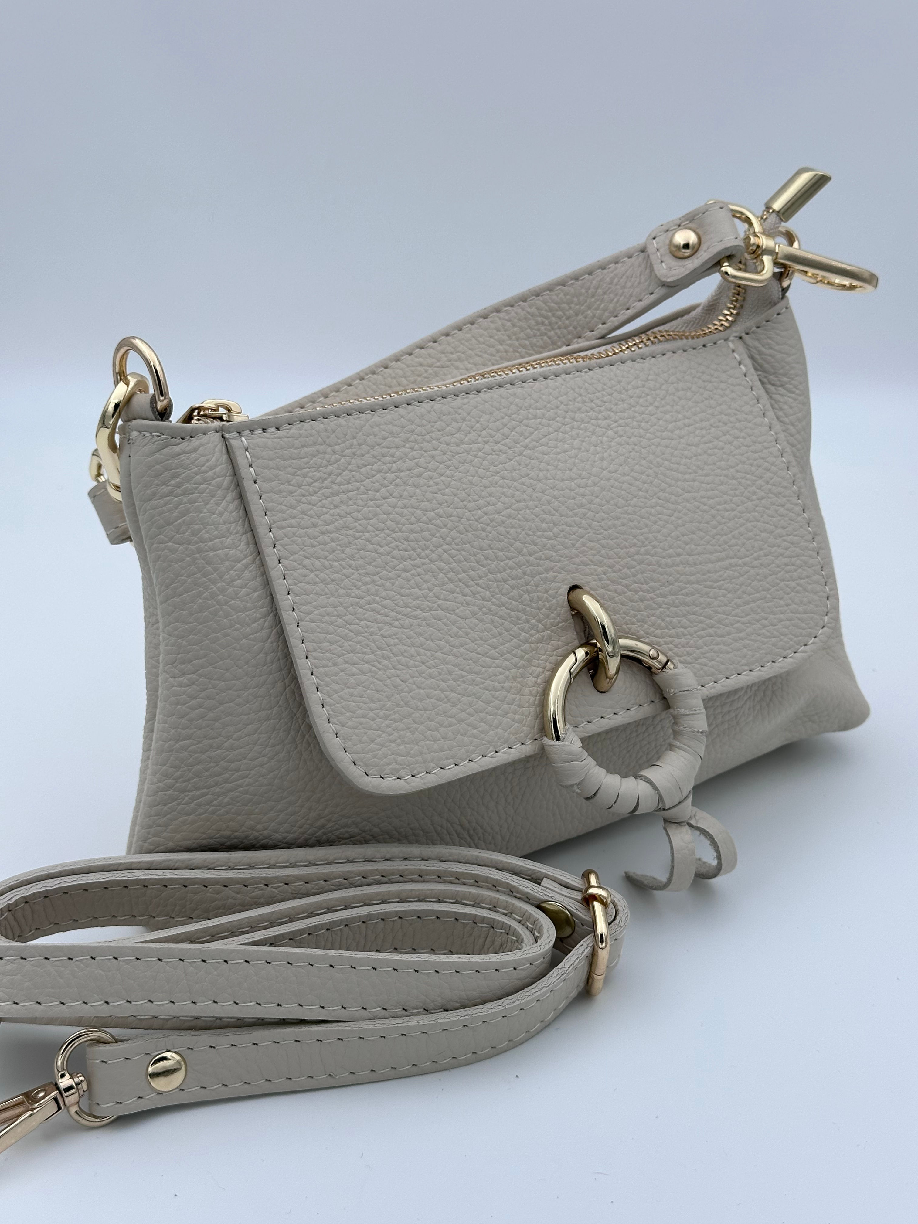 Tas Cloe leer - Ecru