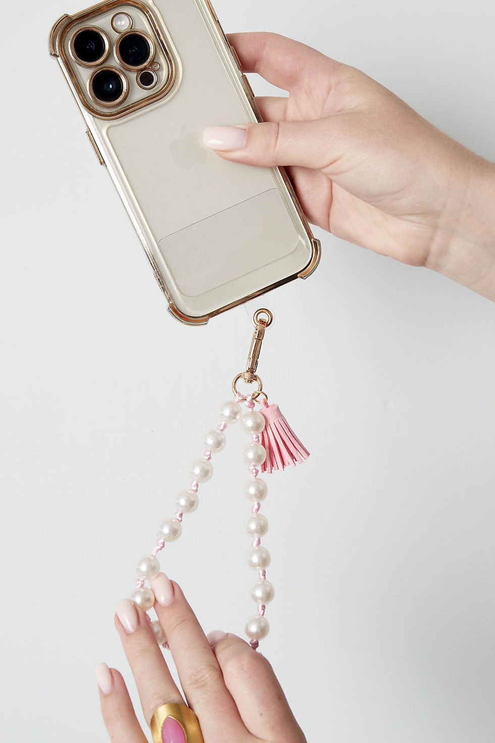 Telefoonkoord girly pearl - wit