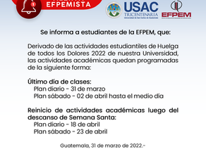 Programación académica derivada de actividades de Huelga de todos los Dolores 2022