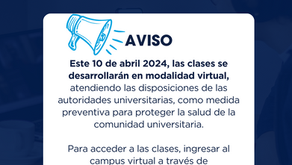 Aviso importante sobre el desarrollo de clases para el 10 de abril