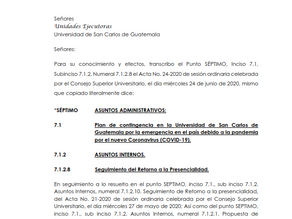 Plan de Contingencia Universidad San Carlos, debido a la pandemia Covid-19