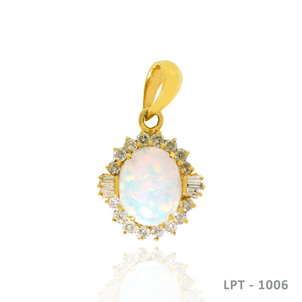 14K-YG Oval Shape Opal Ligid with Dia Pendant