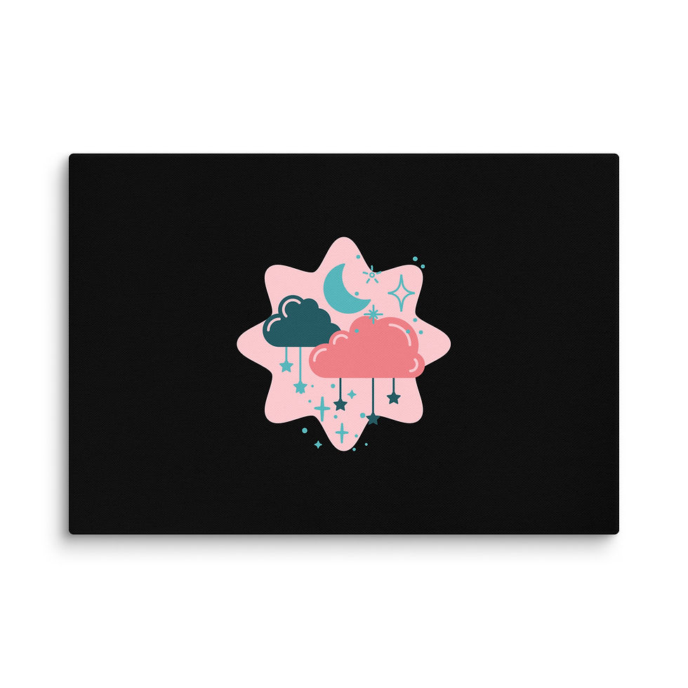 Miniatúra: "Celestial Dreams" Clouds, Stars, and Moon Canvas Print