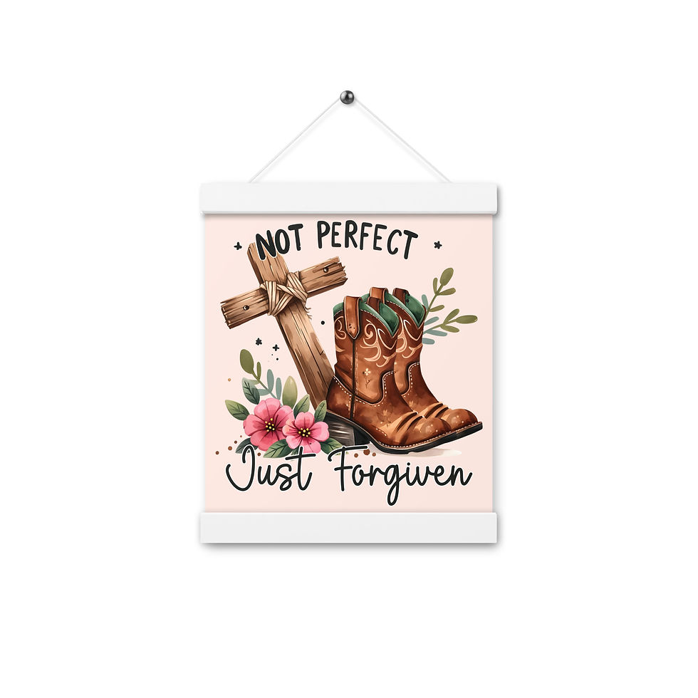 縮圖："Not Perfect, Just Forgiven" Artistic Poster with Wooden Hangers