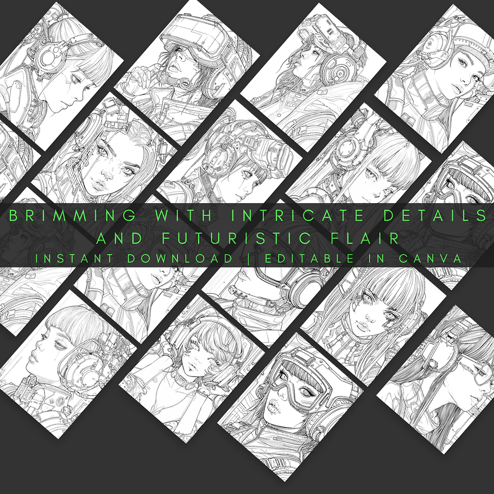 Küçük resim: Neon Visions: Anime Cyberpunk Girls Coloring Collection