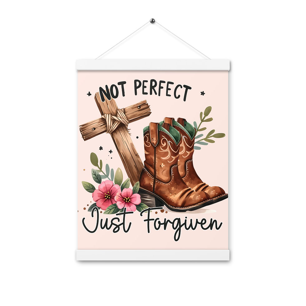 縮圖："Not Perfect, Just Forgiven" Artistic Poster with Wooden Hangers