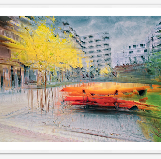 Brushstrokes of Bjørvika paints a masterpiece where kayaks glide through autumn hues, framed by Bjørvika’s apartment blocks. This digital graphic artwork blends the season’s warm tones with urban silhouettes, capturing Oslo’s harmonious blend of nature and city life. A Limited Edition Digital Graphic Artwork by Douglas Carr flows with seasonal unity in the series.