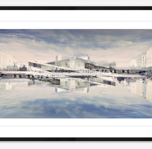 Magical Opera House is a abstract wall art photography print of Oslo Opera House created with in-camera technique.