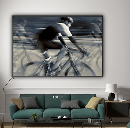 A fine art wall art black and white abstract ICM photography and multiple exposure photography wall photo print of a cyclist in Oslo by Douglas Carr Photography taken with Fuji GFX100Sii