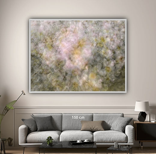 A modern abstract fine art wall art ICM photography and multiple exposure photo print capturing spring blossoms in Oslo Norway photographed by Douglas Carr taken with Fuji GFX100Sii