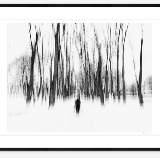 A solitary, blurred figure walks through a quiet alley of trees in snow-covered Slottsparken, moving toward the statue of Crown Princess Märtha. The soft monochrome tones and fleeting motion evoke introspection and serenity, capturing a poetic moment of stillness and solitude in the heart of Oslo.
A Limited Edition Digital Graphic Artwork by Douglas Carr.