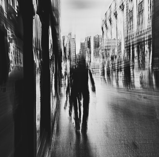 Set against the backdrop of Oslo Central Station, this black-and-white abstract photograph captures two blurred figures in motion—one subtly leading the other. The image suggests parallel lives or fleeting connections, evoking a haunting sense of solitude, time, and unseen companionship in the city.
A Limited Edition Digital Graphic Artwork by Douglas Carr.