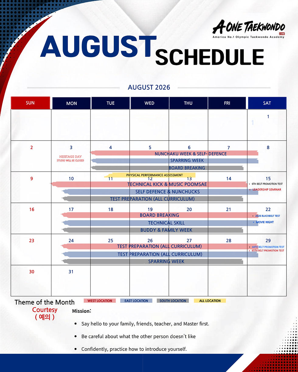 (All Location) Program Schedule for August, 2026