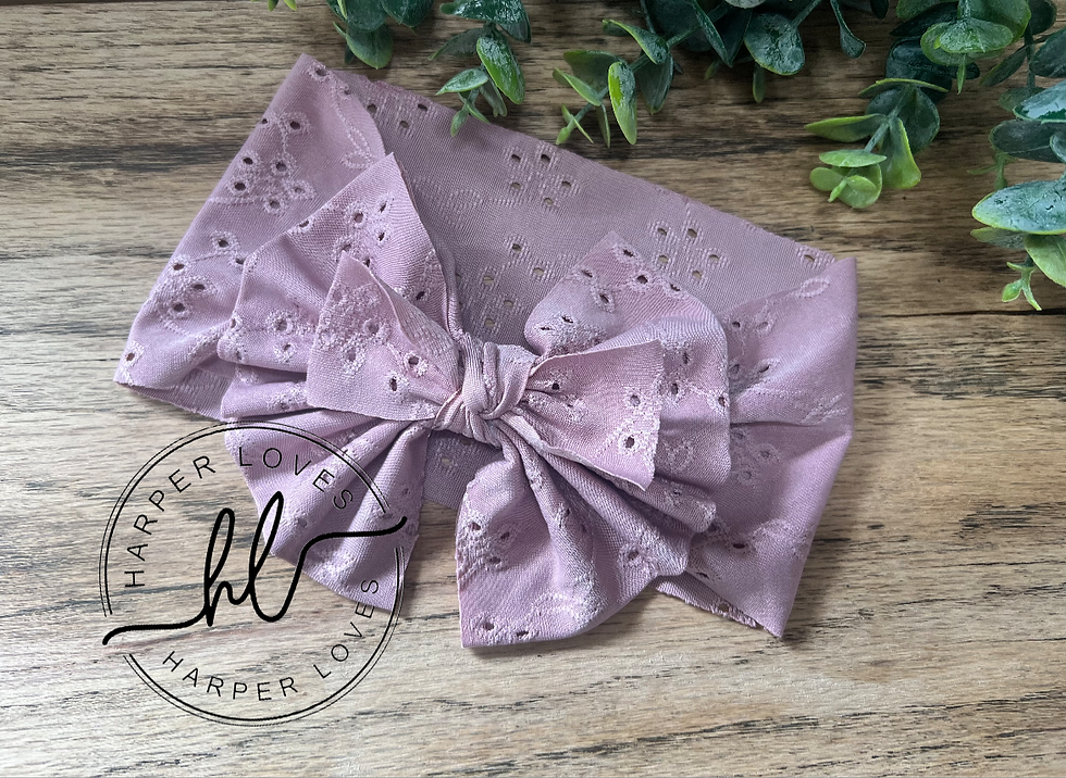 Thumbnail: Our Harper Loves Broderie anglaise Bow Headband 026