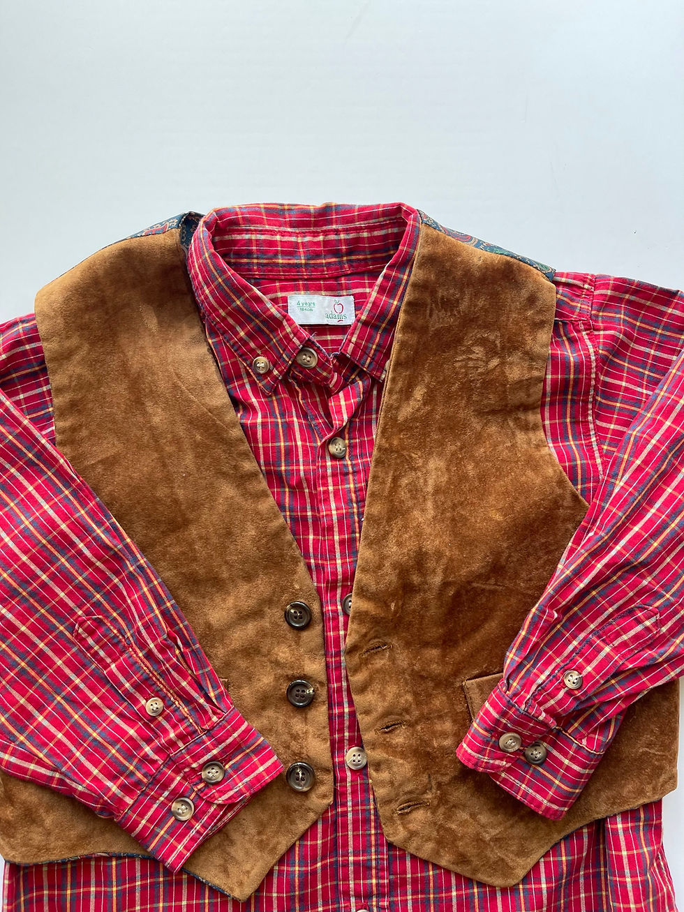 Thumbnail: Vintage Suede/ Paisley Waistcoat- Age 6-7 Years