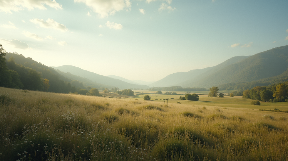 Wide angle view of a peaceful landscape