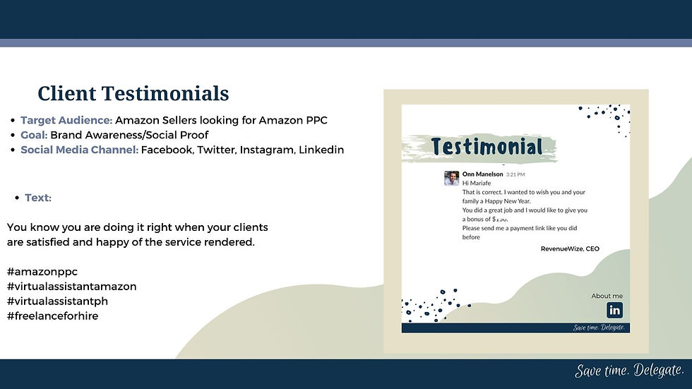 Social Media Marketing Virtual Assistant Testimonial