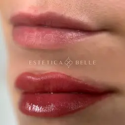 before after lip blush cosmetic tattoo result - Estetica Belle Pererenan, Bali