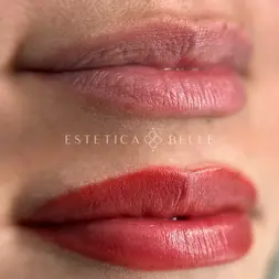 before after lip blush cosmetic tattoo result - Estetica Belle Pererenan, Bali