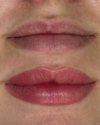 before after lip blush cosmetic tattoo result - Estetica Belle Pererenan, Bali